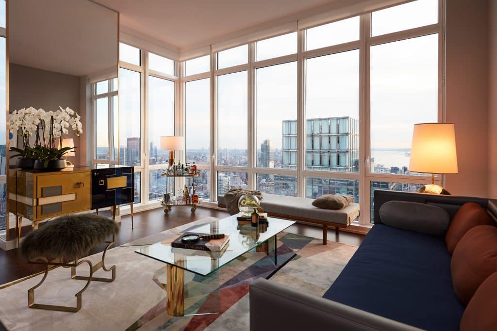 Skyline view from a midtown penthouse in New York.