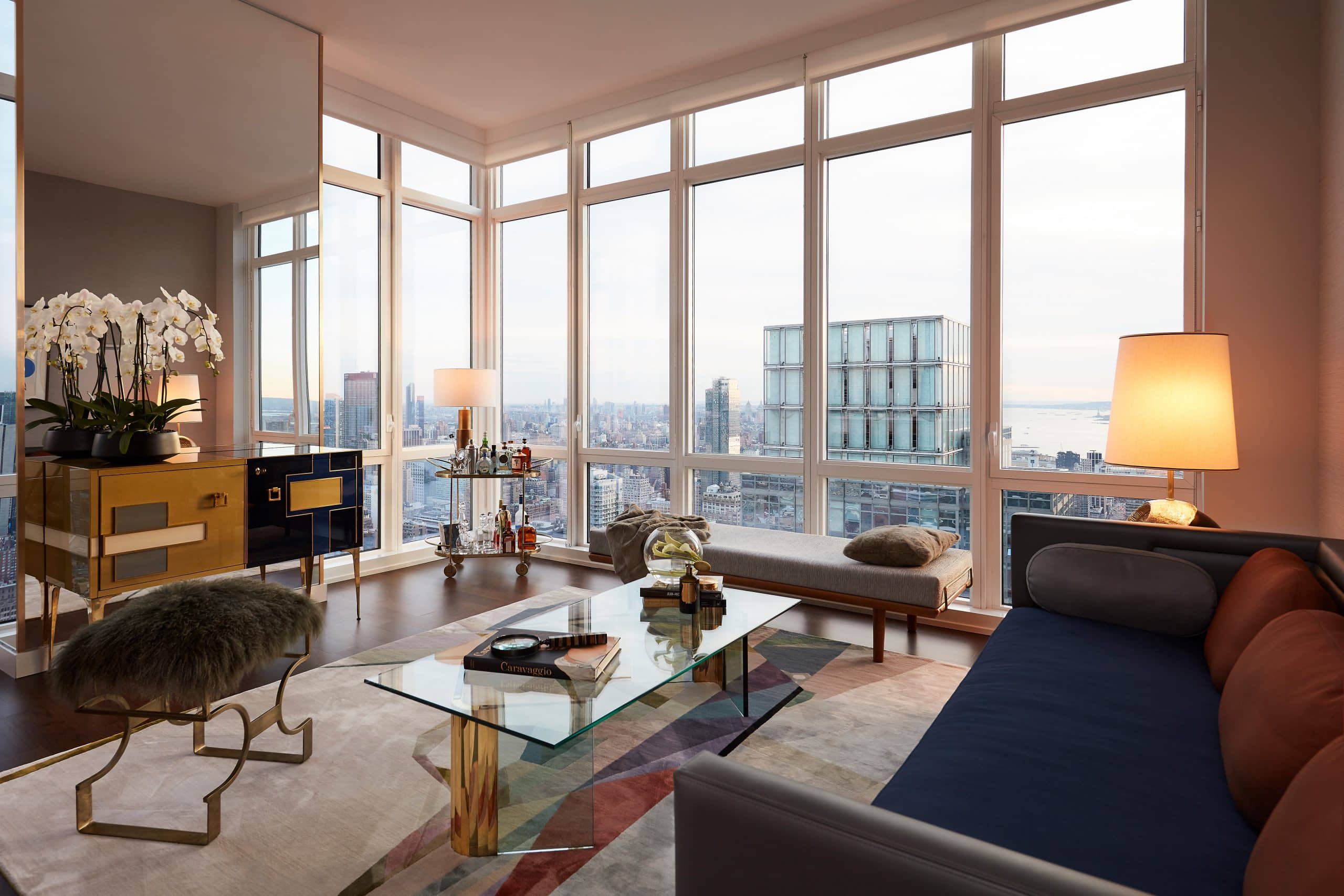 Skyline view from a midtown penthouse in New York. 